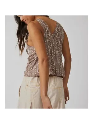 Free People We the Free NWT Your Twisted Tank Top Brown Floral M thumbnail 6