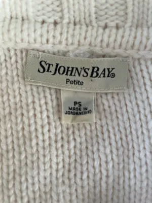Women’s St John’s Bay Cream Zip Up Sweater Cardigan Size Small Petite thumbnail 5