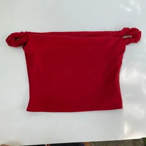 Peppermayo Red Off Shoulder Crop Top Knotted Strap Going Out Y2K thumbnail 3
