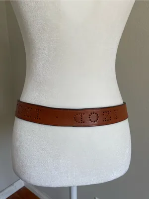 Izod Tan Brown Leather Perforated Logo Belt thumbnail 4
