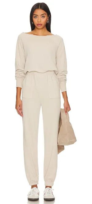 REVOLVE Lovers and Friends x Rachel Caddie Lounge Jumpsuit in Sandstone - Size L thumbnail 1