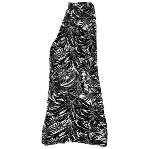 Womens M Black White Tropical Print Wide Leg Palazzo Pants Pull On Beach Resort thumbnail 12