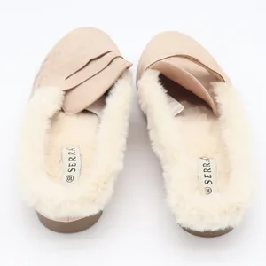 Serra Womens Tan Faux Suede Penny Loafer Mules Faux Fur Lined Size 10 thumbnail 5