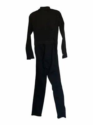 NWT ZARA Black Zip Denim Jumpsuit Long Sleeve Moto Utility XS 8197/247 Stretch thumbnail 8