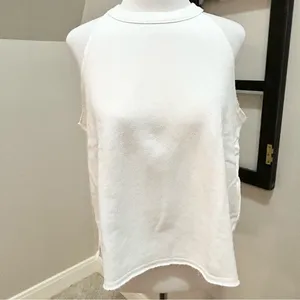 aerie White Sleeveless Sweatshirt Med thumbnail 2