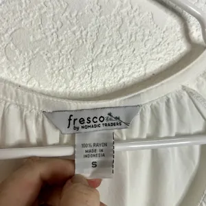 Fresco Eyelet Blouse Womens Size Small White Rayon thumbnail 3