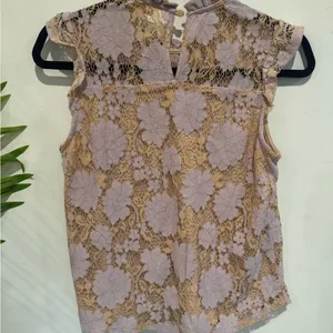 Monteau Gold and Cream Lace Floral Blouse thumbnail 3