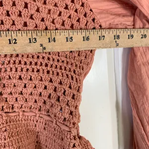 Free People Crochet Mixed Media Cropped Top Peasant Cottagecore‎ Boho M Festival thumbnail 5