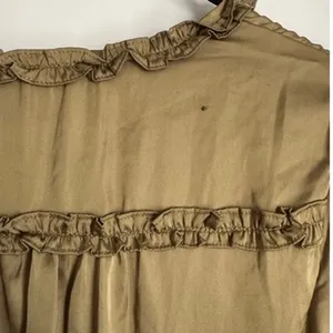 BOHME Womens green satiny tiered long ruffled midi dress sz S prairie cottage thumbnail 4