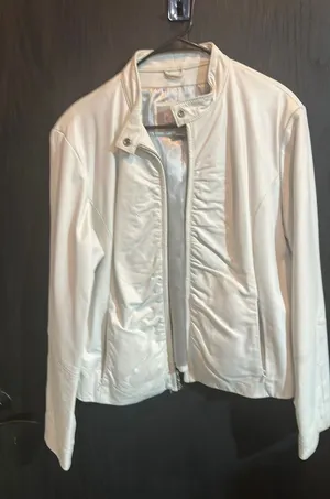 Wilson's Leather White leather zip up jacket thumbnail 1