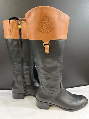 Franco Sarto Clarity Women's Black Knee High Leather Boots Size 8.5M SKU 6107 thumbnail 1