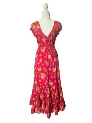 Betsey Johnson Vintage Pink Ruffled Tiered Sundress S thumbnail 3