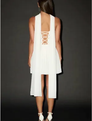 White lulus dress with scarf  thumbnail 3