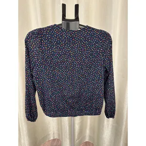 Madewell Lyric Wrap Top in‎ Sugar Dot - Navy Multi - Size Small thumbnail 2