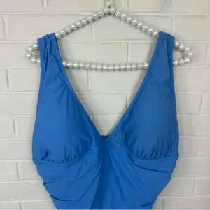 NWT J.Crew Ruched Femme Blue Padded One Piece Swimsuit Size 18 thumbnail 3