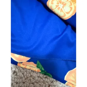 Everly Blue Orange Citrus Print Halter Dress Womens Small Vacation Resort Beach thumbnail 7