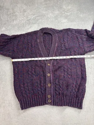 River Brand Arrow Cardigan Sweater Womens Medium Purple Chunky Knit Long Sleeve thumbnail 6