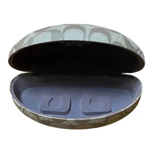 Coach Signature C Khaki Brown Hard Clamshell Eyeglass Sunglasses Case Canvas thumbnail 2