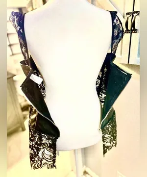 NWOT Faux Leather Black Corset w/ Lace at the Bottom & Shoulder Straps Size:2XL thumbnail 9