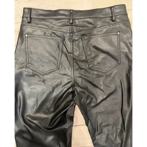 Zara black faux vegan leather mini flare pants NWT Size 8 thumbnail 4