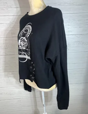 Hot Topic - Geometric Floral Lace Up Sweatshirt size L thumbnail 4