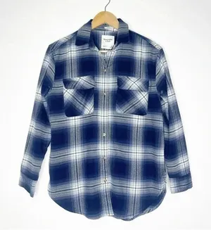 Abercrombie & Fitch Navy Plaid Flannel Women's Oversized Size XS thumbnail 1