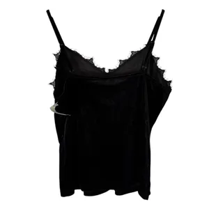 Allegra K Velvet Cami Top Lace Trim‎ Sleeveless Tank Top Black XL thumbnail 2