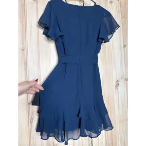 NWT Lulus Sweet Like You Navy Ruffled Mini Dress Party Night Out Short Size S thumbnail 4
