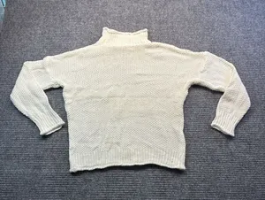 Womens Chunky Knit Mock Neck Sweater Relaxed Fit Pullover Creamy White‎ Medium thumbnail 1