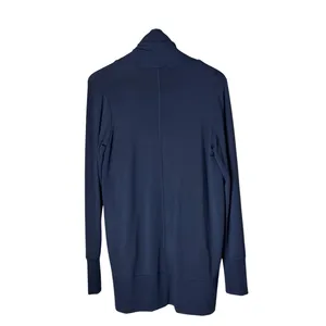 Quince French Terry Modal Cardigan Women Medium Navy Thumbholes Open Front thumbnail 3