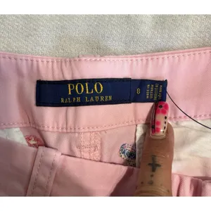 Polo Ralph Lauren NWT Soft Cotton Shorts Size 8 Zip Mid Rise Pink Embroidery thumbnail 7