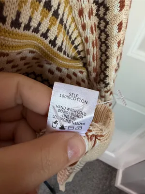 Blue Blush Sz M Fair Isle Geometric Button Front Cardigan 100% Cotton NWOT thumbnail 11