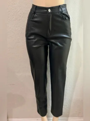 Zara brand women’s jeans Black Faux-Leather Slim Pants - Night Out Glam size 6 thumbnail 3