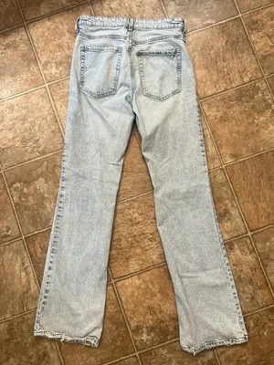 Denim H&M Bootcut Jeans Size 4 High Waist Light Wash Raw Hem thumbnail 4