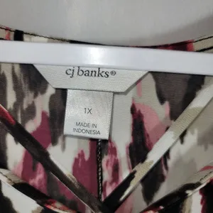 Christopher & Banks CJ Banks Plus Size 1X Maxi Dress Sleeveless Abstract Geometric Jersey Knit thumbnail 2