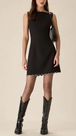 Rihoas Black Contrasting Sleeveless Mini Dress thumbnail 4