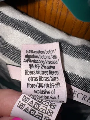 Victoria’s Secret Gray & White Striped Cotton Pajama Top – Long Sleeve, Size M thumbnail 4