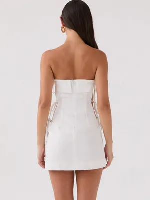 Peppermayo Aura White Strapless Side-Tie Mini Dress thumbnail 2