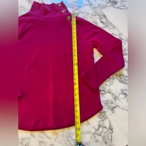 NWOT Jcrew wide button collar sweatshirt rasberry pink Sz XS marks inside collar thumbnail 5