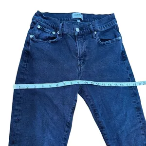 AGOLDE Toni Mid Rise‎ Straight Leg Jeans Black Raw Hem Size 26 A133D-3002 thumbnail 6