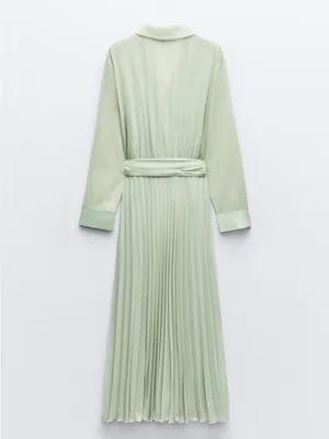Zara Light Sage Green Wrap Robe Dress thumbnail 7