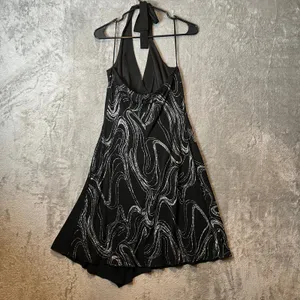 Vintage Y2K Asymmetrical‎ Glitter Swirl Babydoll Halter Dress Sz Large Fairycore thumbnail 6