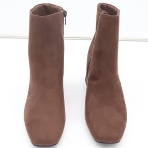 Old Navy Mod Bootie Brown Faux Suede Square Toe Block Heel Ankle Boots 8 thumbnail 3