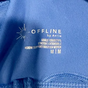 NWT Offline by Aerie Goals Blue Ribbed Padded Sports Bra - Size: Medium thumbnail 2