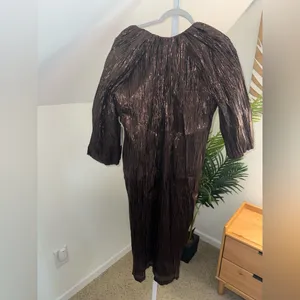 Tuckernuck Hyacinth‎ House Brown Metallic Pleated Dress Small NWT thumbnail 5