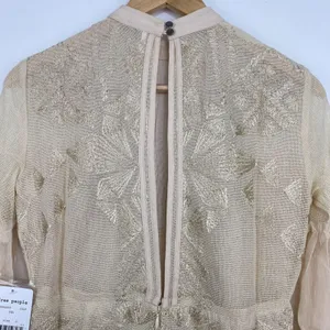 Free People Mini Boho Dress Women Size 0 Cream Embroidered Witch‎ Fairy Concert thumbnail 10