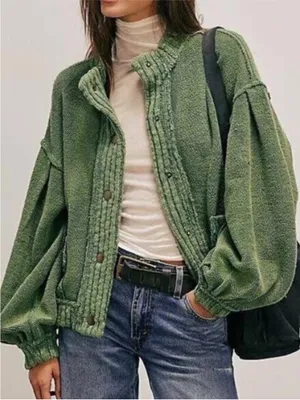 Free People We The Free Cute In This Cardi Cardigan Sweater in Frosty Spruce NWT thumbnail 1