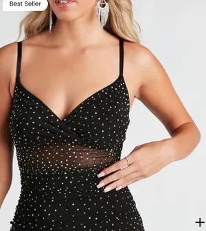 Windsor Mesh Black Rhinestone Dress thumbnail 3