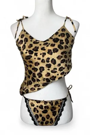 Vintage Silk Leopard Lingerie Set thumbnail 1