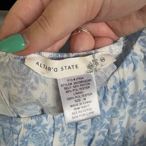 Altar’d State Brianna Blue Babydoll Milkmaid Prairie Tiered Mini Dress Medium thumbnail 8